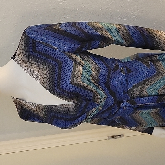 VTG CACHE Chevron Atomic Zig Zag Artsy Wrap Shirt Dress Small - Picture 4 of 11